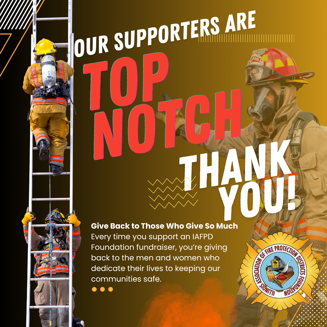 Firefighters engaged in a fire scene with Our Supporters are Top Notch Lettering